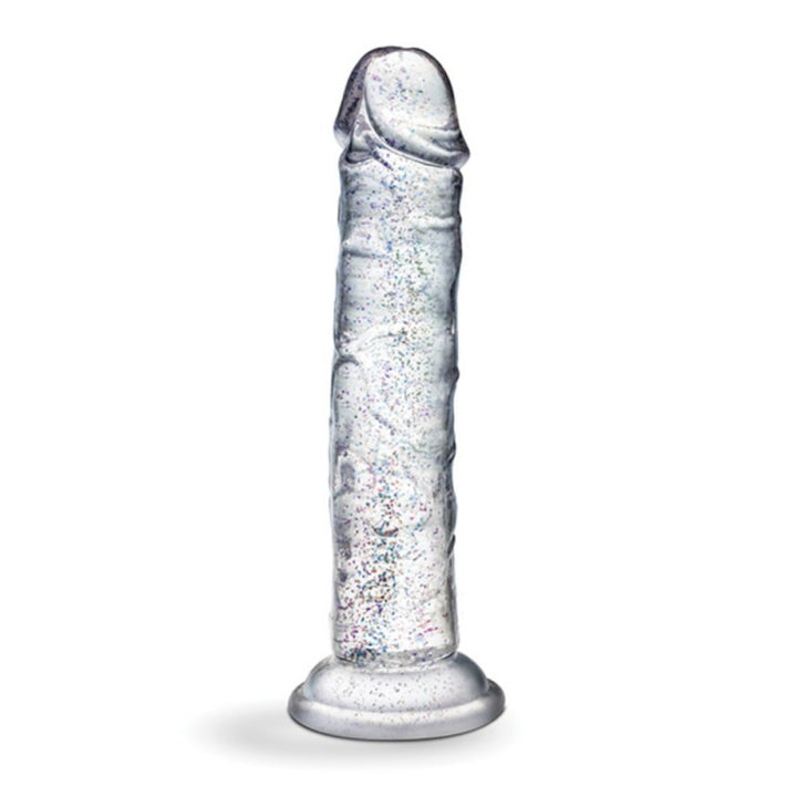 Godemiché transparent Glamor de 18 cm avec ventouse – Flexible et compatible avec un harnais