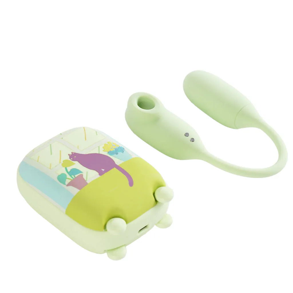 Green Magic Suitcase - App-Enabled Vibrating Egg with Suction and Rechargeable Case