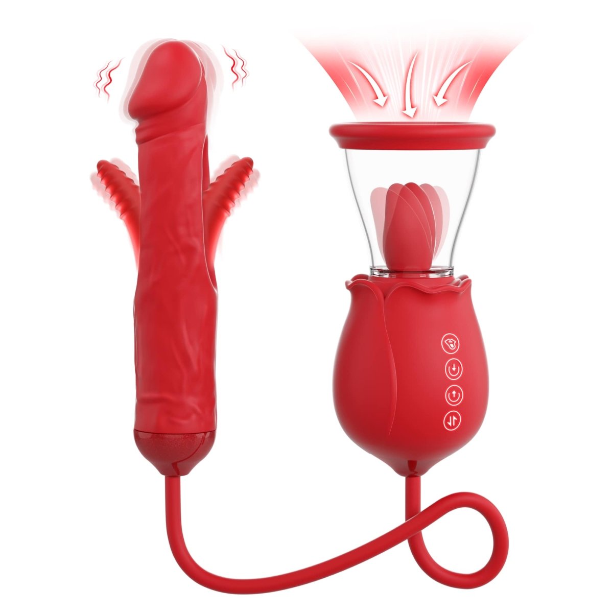2024 Upgrade Rose Flapping & Realistic G - Spot Dildo and Clitoris Vibrator Plug - Sohimi