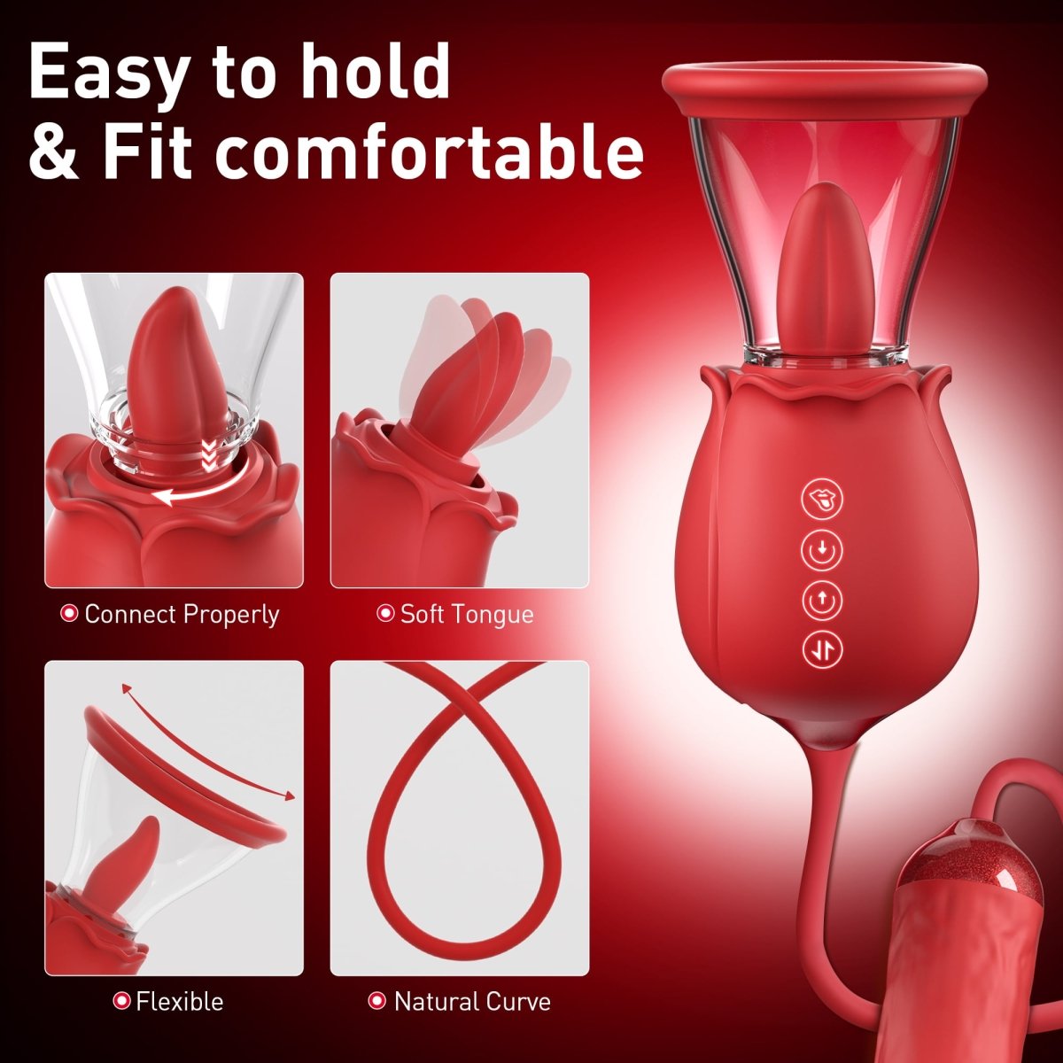 2024 Upgrade Rose Flapping & Realistic G - Spot Dildo and Clitoris Vibrator Plug - Sohimi