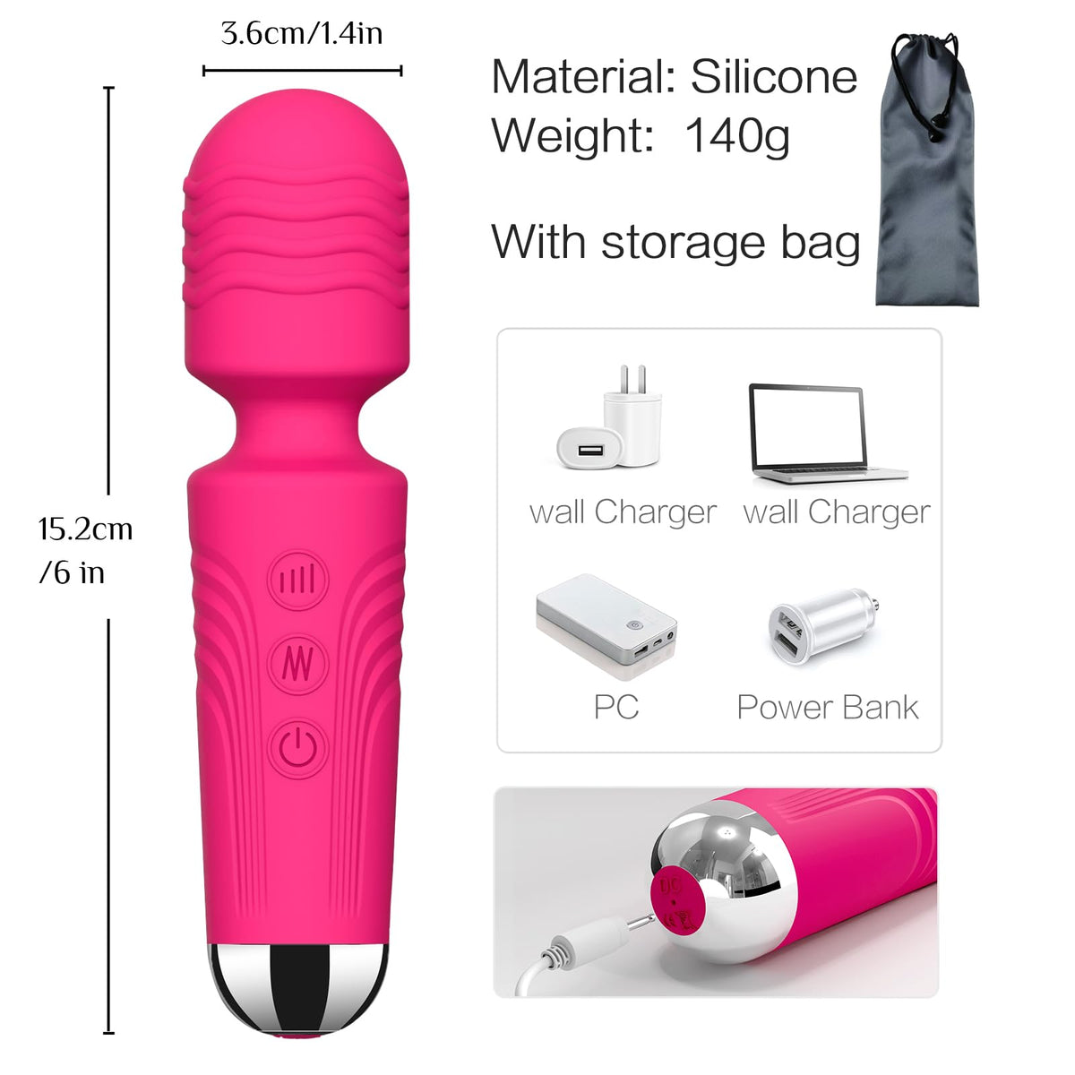 Rose Red Pleasure Wand: 8-Speed, 20-Pattern Clitoral & G-Spot Vibrator – Quiet, Waterproof Adult Sex Toy