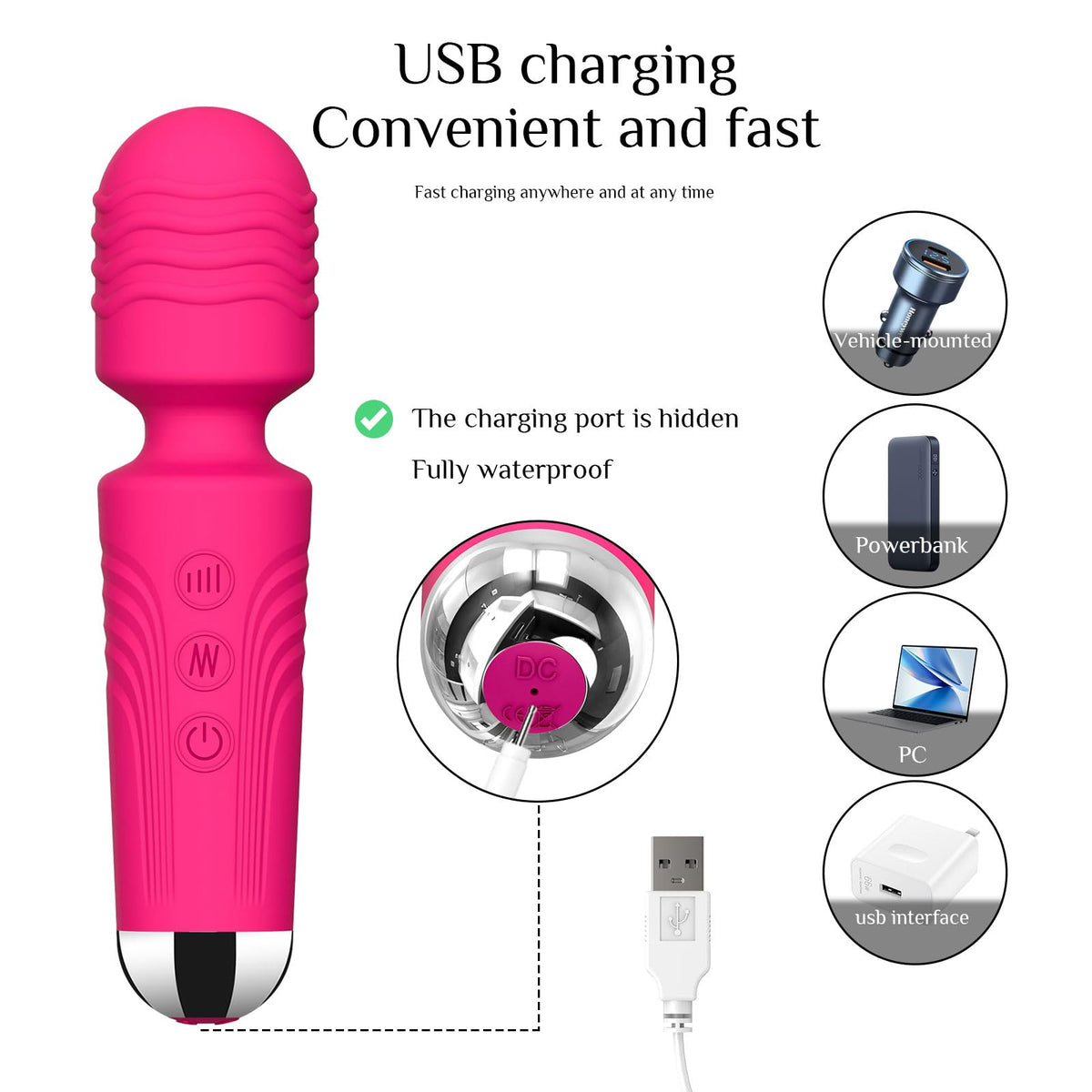 Rose Red Pleasure Wand: 8-Speed, 20-Pattern Clitoral & G-Spot Vibrator – Quiet, Waterproof Adult Sex Toy