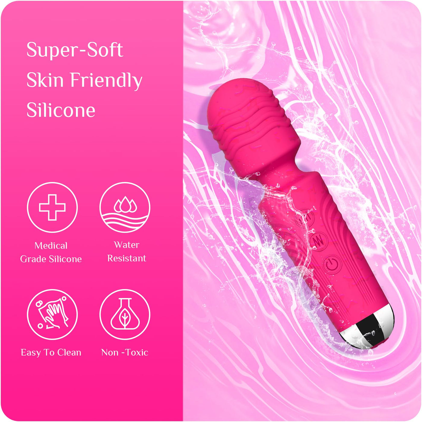 Rose Red Pleasure Wand: 8-Speed, 20-Pattern Clitoral & G-Spot Vibrator – Quiet, Waterproof Adult Sex Toy