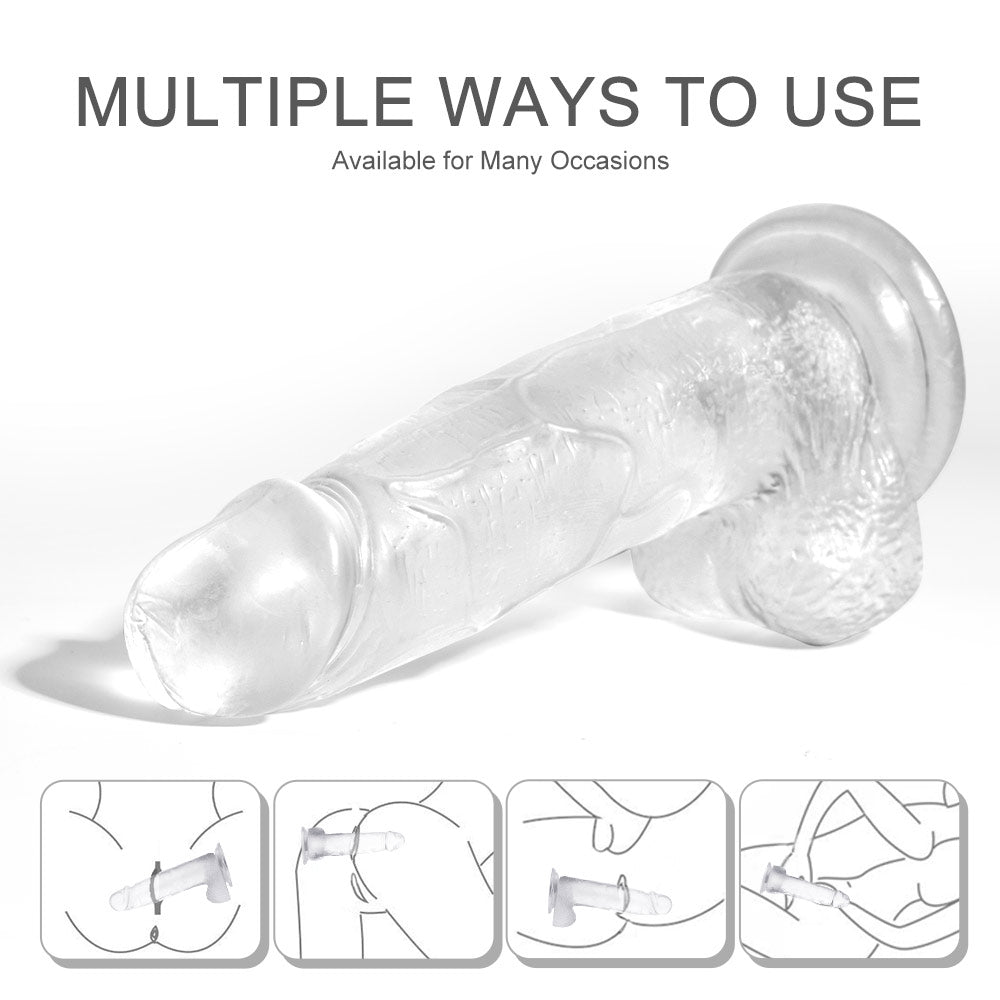 7in Realistic Transparent Strong Suction Cup Flexible Dildo