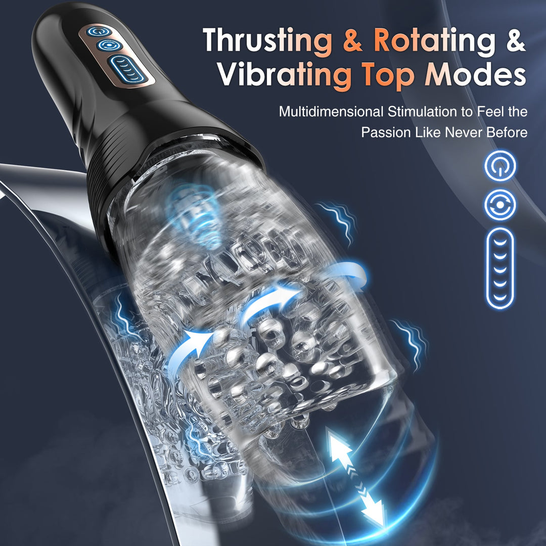 Thrusting & Rotating Male Masturbator with 10 Vibration Modes